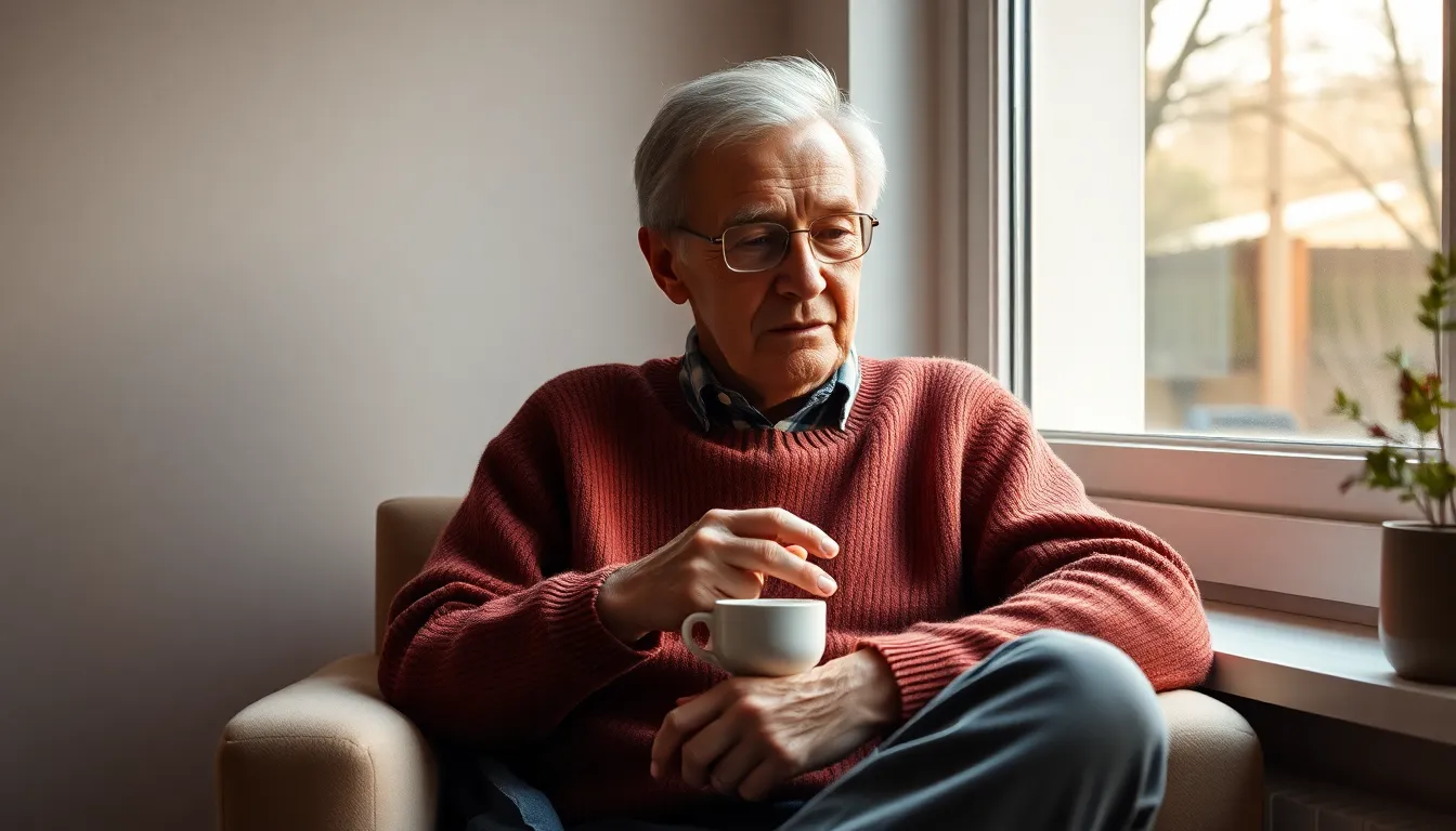 Senior enjoying morning routine