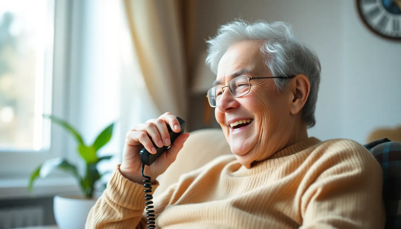 Senior on phone call